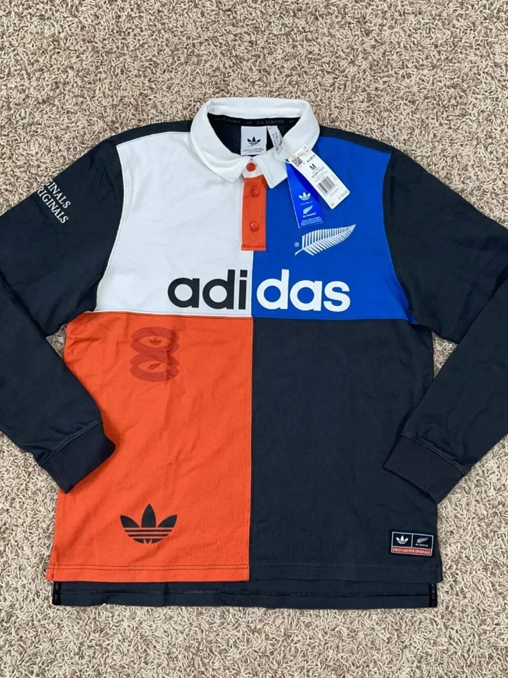 Adidas Originals & All Blacks Men’s Heritage Rugby Polo Shirt, Size Medium (New)